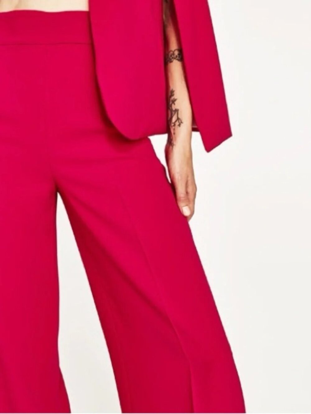 Zara Hot Pink High-Waisted Wide-Leg Culotte Pants NWT | Size M